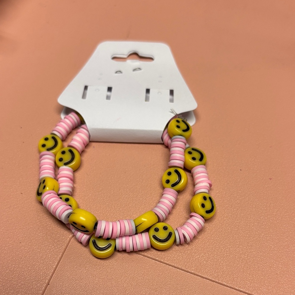 Smiley Face Pink and Yellow Kids Bracelet